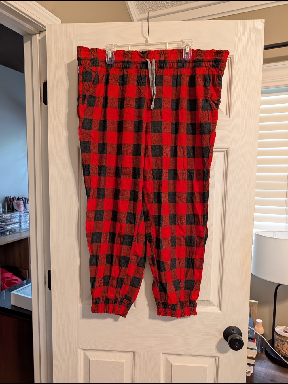 aerie Red and Black Buffalo Plaid Jogger Pants for Women Size XXL